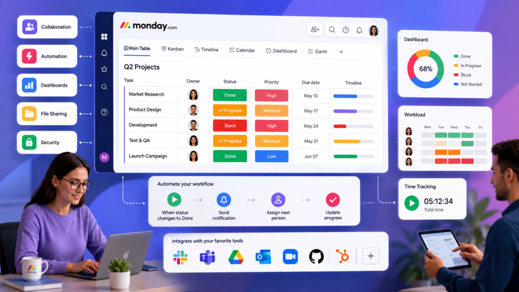 monday.com features and benefits for business productivity