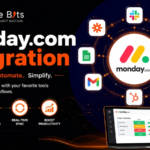 iagram illustrating a seamless software integration with monday.com connected to central workflow apps.