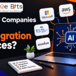An infographic titled "IT Companies Delivering Powerful AI Integration Services," dividing companies into large global consultancies (like IBM), mid-size technical integrators, and boutique product-focused shops.