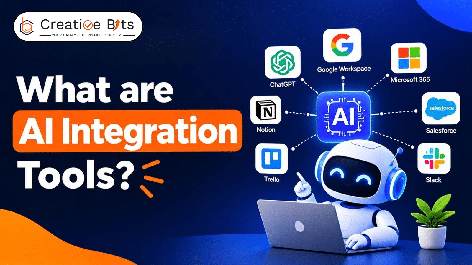 AI integration tools connecting artificial intelligence with CRM, project management software, email, and databases