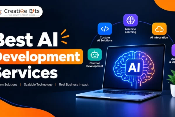 Best artificial intelligence development services for businesses featuring AI software development and business automation.