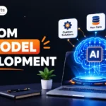 Custom AI model development for businesses featuring machine learning, data analysis, and model optimization.